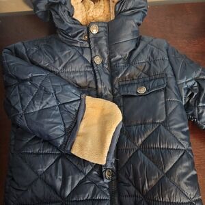 Perry Ellis baby Navy Blue Quilted Hooded snowsuit size 6/9 Months Jumpsuit